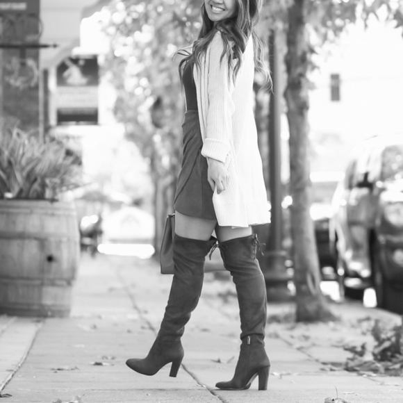 Sexy Vince Camuto Fitted Microsuede Dark Gray Over the Knee Boots - Picture 7 of 10